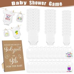 VK5T Bibs Burp Cloths 6-30 sets of baby shower design game decoration bib tight fitting clothing feeding Drool white gender revealed d240513