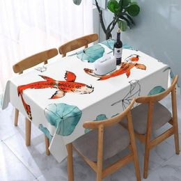 Table Cloth Waterlily Koi Green Rectangular Household Dining Tablecloth For Home Wedding Party Decorate Waterproof