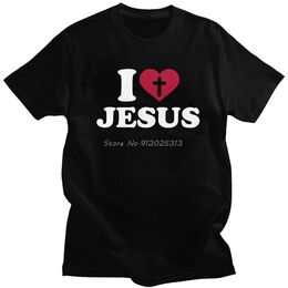 Men's T-Shirts I like Jesus mens T-shirts short styles Gods Cross religious T-shirts church Christian T-shirts fashionable cotton T-shirts top gifts T240510