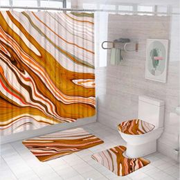 Shower Curtains Marble Curtain Sets Bathroom Decor Abstract Colourful Texture Luxury With 12 Hook Screen Rug Bath Mat Toilet Cover