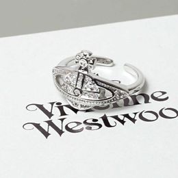 Designer Westwoods Ring Personalized and Fashionable Saturn High Grade Metal Diamond Jewelry for Women Nail