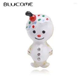 Brooches Blucome Cute Cartoon Oil Dripping White Snow Baby Brooch Women Kids Suit Hats Snowman Pin Accessories