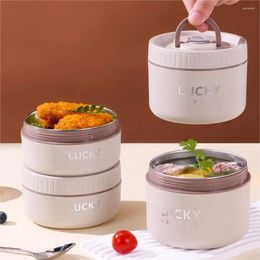 Dinnerware Thermal Lunch Box Stainless Steel Portable Soup Bowl Double Layer Insulated Container Leakproof