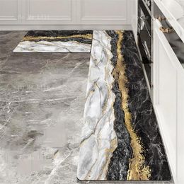 Carpets Black White And Gold Marble Design Flannel Kitchen Rugs Anti Fatigue Cushioned Non Slip Carpet Set For Home Office Laundry Decor