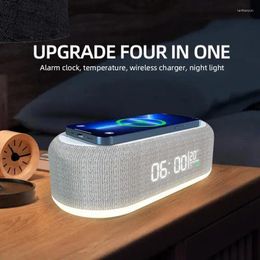 Table Clocks Alarm Clock 4 In 1 Night Light Fast Wireless Charger Multifunctional Compatible Phone With Charging