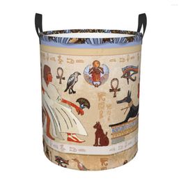 Laundry Bags Folding Basket Egyptian Gods And Pharaohs Round Storage Bin Large Hamper Collapsible Clothes Toy Bucket Organizer