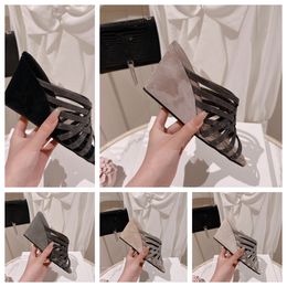 2024 New Luxury Sandals Famous Designer Women's Casual Fashion Slippers Popular Micro Suede High Heel Sandals Versatile Wedge Slippers
