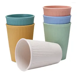Mugs Beverage Cup Water Mug Eco-friendly Reusable Coffee Set 6pcs Unbreakable Bpa-free Plastic Cups Dishwasher Safe Kitchen