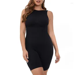 Women's Shapers Plus Size Backless Crew Neck Shapewear For Women Tummy Control Bodysuit Seamless Full Body Shaper Sleeveless Jumpsuits Tank