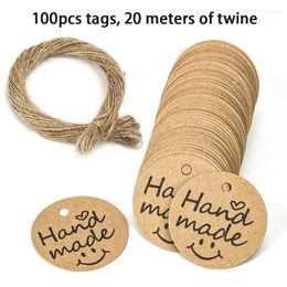 Gift Wrap 100PCS Natural Kraft Paper With Twine Tags For Price Garment DIY