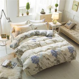 Bedding Sets The Four-piece Bedroom Bed Pure Cotton Warm Home Textile Knitted Quilt Cover Stylish Simple Printing Family El Set