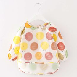 Baby waterproof cover, reverse dressing, baby dining clothes, bibs, children's long sleeved rice bags, girls' aprons, spring and autumn