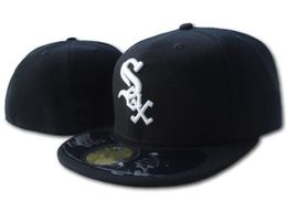 2021 Men039s Black Colour On Field White Soxs Fitted Hats Flat Brim Hat Cheap Fans Closed Gorras Bones Masculino Sport Summer Si6870899