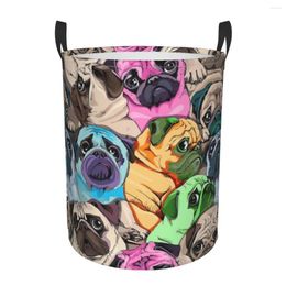 Laundry Bags Colour Pug Dog Dirty Basket Waterproof Home Organiser Clothing Kids Toy Storage