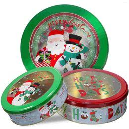 Storage Bottles 3 Pcs Christmas Cookie Tins Gift Biscuit Box Containers Lids Airtight Jar Tinplate Empty