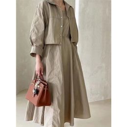 REALEFT Summer 2 Pieces Dress Suits Turndown Short Jacket and Solid Casual Tank Sets Outfits 2024 Spring 240510