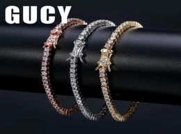 Rock Tennis Chains Hiphop Tide Men039s Bracelet Zirconmicroencased 3mm Bracelet Tennis bracelets For Men And Women Iced Out J4658783