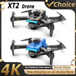 Drones New XT2 Mini Drone 4K Professional Dual Camera 360 Obstacle Avoidance Optical Flow Positioning Folding Four Helicopter Toy Gifts S24513