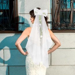 Bridal Veils Bow Veil Wedding White For Brides Dress Accessories Decorative Tiara