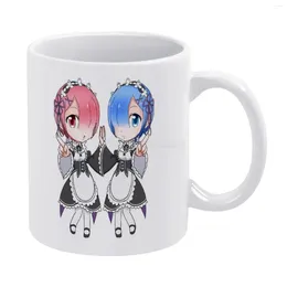 Mugs Rem Y Ram RE : Zero Chibi White Mug Ceramic Creative Rezero Anime