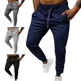 Men's Pants 2024 Simple Solid Colour Ankle Banded Men Pants Warm Elastic Waist Stand Pockets Oversize Pants Sweatpants Strtwear for Autumn Y240513