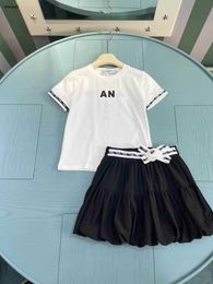 Luxury baby tracksuits Summer girls dress kids designer clothes Size 110-160 CM Short sleeved T-shirt and butterfly decorated short skirt 24May