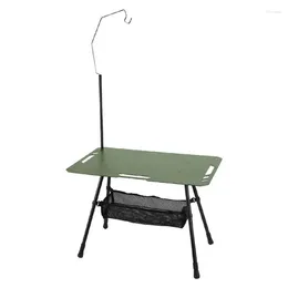 Camp Furniture Camping Folding Table Desk Outdoor Liftable Aluminium Alloy With Light Holder For Backyard Beach