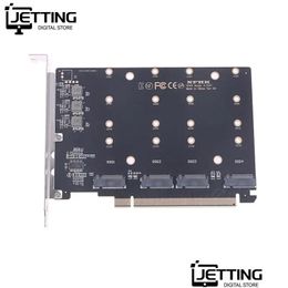 Computer Interface Cards Controllers 4 Port M.2 Nvme Ngff Ssd To Pcie 4.0 5.0 X16 Split Extended Add On Adapter Card Hard Drive Conver Otxmp