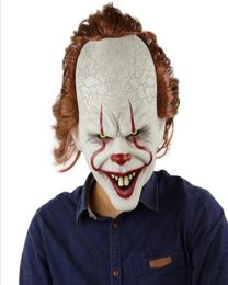 Movie Stephen King039s It 2 Joker Pennywise Mask Full Face Horror Clown Latex Mask Halloween Party Horrible Cosplay Prop GB8402537357
