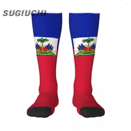 Men's Socks Haiti Flag Polyester 3D Printed For Men Women Casual High Quality Kawaii Street Skateboard