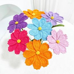 Decorative Flowers DIY Knitted Bouquet Gerbera Handmade Fake Home Table Crochet