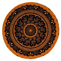 Carpets HX Beautiful Pattern Round Rug Retro Datura Floor Mats 3D Graphic For Living Room Area Flannel Coffee Table Mat
