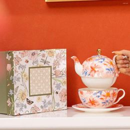 Teaware Sets Luxury Tea Set Flower Shadow Series Bone China Petal Line Mother Pot Teapot Gift Box High-grade Porcelain