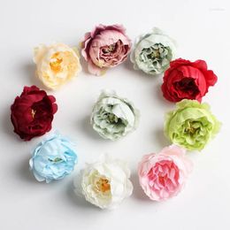 Decorative Flowers 10pcs 5cm DIY Artificial Peony Flower Head Wedding Silk Decoration Garland Accessories Vase