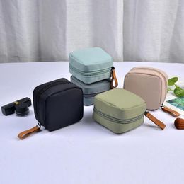 Storage Boxes Mini Cosmetic Bag Solid Color Travel Toiletry Makeup Organizer Sanitary Napkin