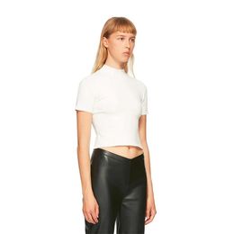 Halb hoher Nacken kurzärmelig T -Shirt Frauen Frühling Herbstbrief Stickerei Basis der oberen Farbfarbe Slim Tees Mujer