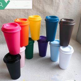 Large sturdy 16oz plastic Acrylic pp Cold Beverage Tumbler Take-it-to-go Cups with Lids BPA free cold Drink Reusable coffee Cups