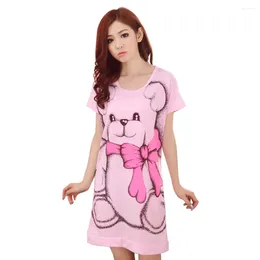 Home Clothing Ladies Sleepwear Women's Short Sleeve Loose Nightgowns Girls' Bear Night Dress Skirt Size XL (Pink)