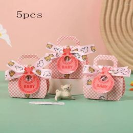 Gift Wrap 5PCS Cute Baby Shower Candy Box With Tag Bag Boy Girl For Biscuit Snack Baking Package Gender Reveal Party Supplies