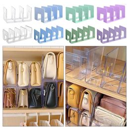 Kitchen Storage 1Pcs 3/4 Grids Bag Divider Shelf Transparent Plastic Display Racks Purse Luxury Wardrobe Handbag Rack