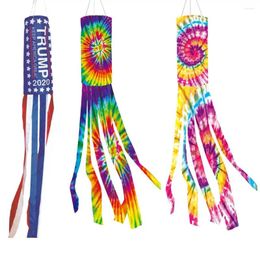 Garden Decorations Tie-Dyed Rainbow Windsock American Flag Patriotic Hanging Decor Weather Vane Decoration Suitable For On The Deck