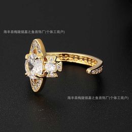 Designer High version classic Westwoods Saturn studded diamond ring with adjustable zircon opening same as star Nail