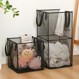 Laundry Bags Folding Basket Organizer For Dirty Clothes Bathroom Breathable Mesh Storage Bag Large Capacity Hanging