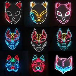 Demon Slayer Kimetsu Glowing EL Wire No Yaiba Characters Cosplay Costume Accessories Japanese Anime Fox Halloween LED Mask 970 0529