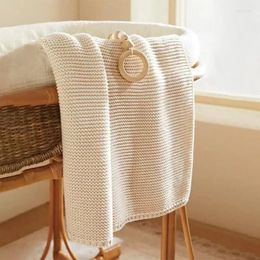 Blankets Knitted Baby Blanket Washable Lightweight Beige Nap Cosy Throw For Sofa Bed Rocking Chair