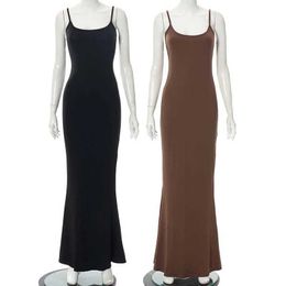 Two Piece Dress summer high quality sexy dress women bodycon ladies sleeveless Sling long fishtail home Q240511