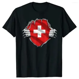 Men's T Shirts Super Swiss Proud Switzerland Flag Tee Tops Round Neck Short-Sleeve Fashion Tshirt Clothing Casual Basic T-shirts