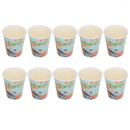 Disposable Cups Straws 10PCS Zoo Party Animals Pattern Set Cartoon Lion Jungle Paper Tableware Supplies For Birthday Gathering