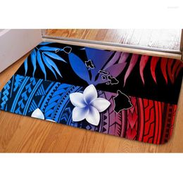 Carpets Polynesia Plumeria Flower Front Doormat Non Slip Flannel Rug For Bathroom Kitchen Bedroom Floor Mats Living Room