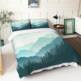Bedding Sets Ink Painting Mountain Scenery Pattern 3d Print Double Duvet Cover With Pillowcases Warm Soft Comforter Set